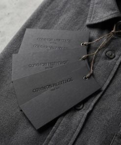 Matte black paper hang tags with natural twine