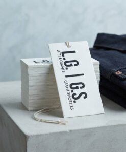 Minimalist white cardstock tags for fashion apparel