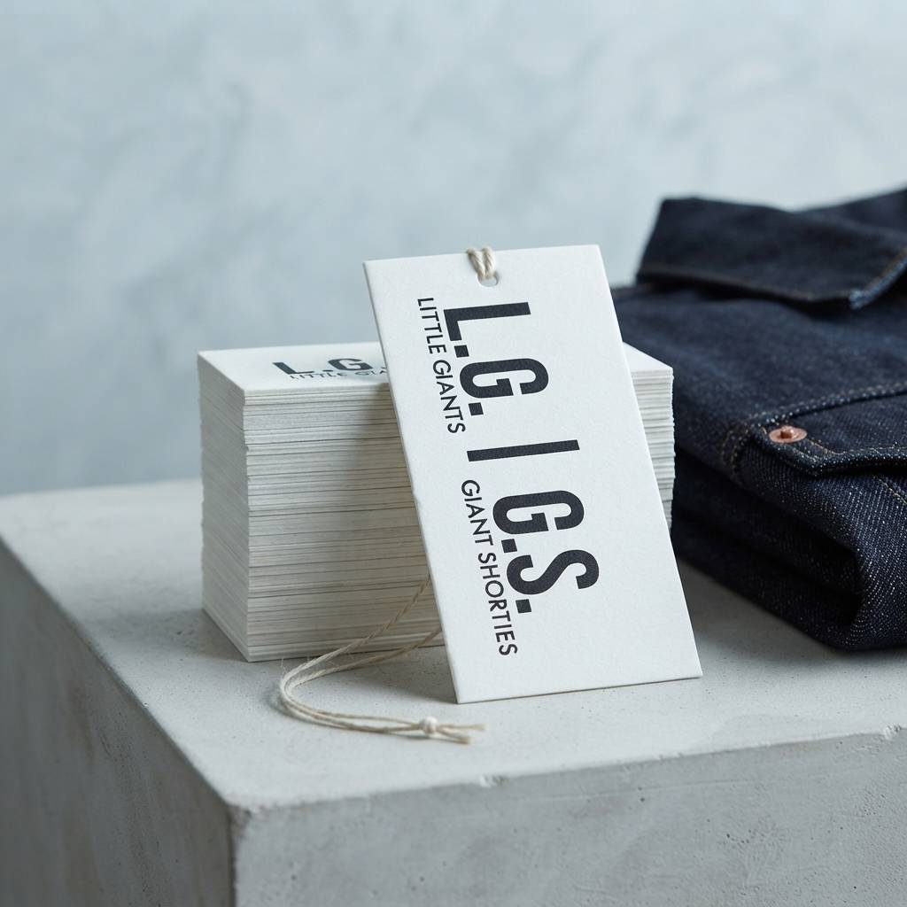 Minimalist white cardstock tags for fashion apparel Minimalist white cardstock tags for fashion apparel