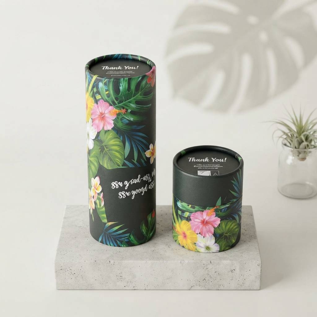 Round Paper Tube Container with Thank You Slogan Round Paper Tube Container with Thank You Slogan
