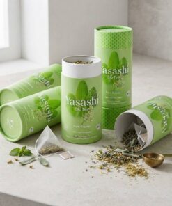 Green Cylindrical Herbal Tea Paper Tube Container