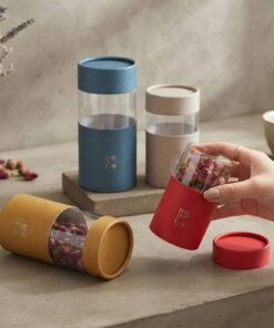 Colorful Herbal Tea Paper Canister with Clear Window