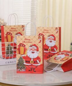Eco-Friendly Custom Pattern Christmas Paper Bags with Handles