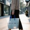 Custom Retail Shopping Bags with Blue Handles