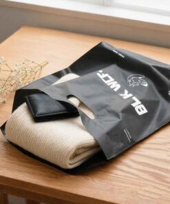 Black Die-Cut Handle Garment PE Plastic Packaging Bag Factory Direct