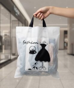 Fashion Apparel Printed Soft Webbing Handle Plastic Bag Factory Direct
