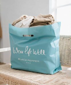 Printable Brand LOGO High-End Blue Plastic Shopping Bag