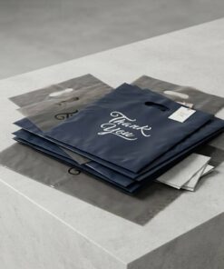 Custom Logo Black and Gray Plastic Clothing Shopping Bags