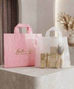 Wholesale Custom Frosted Translucent Hair Care Products Plastic Handle Bag