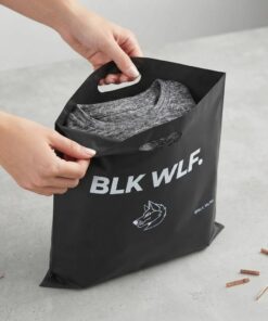 Customized Wholesale Black Fashion Streetwear Garment Plastic Shopping Bag
