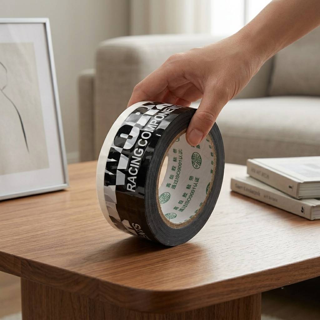 Custom black background packing tape for heavy cartons Custom black background packing tape for heavy cartons