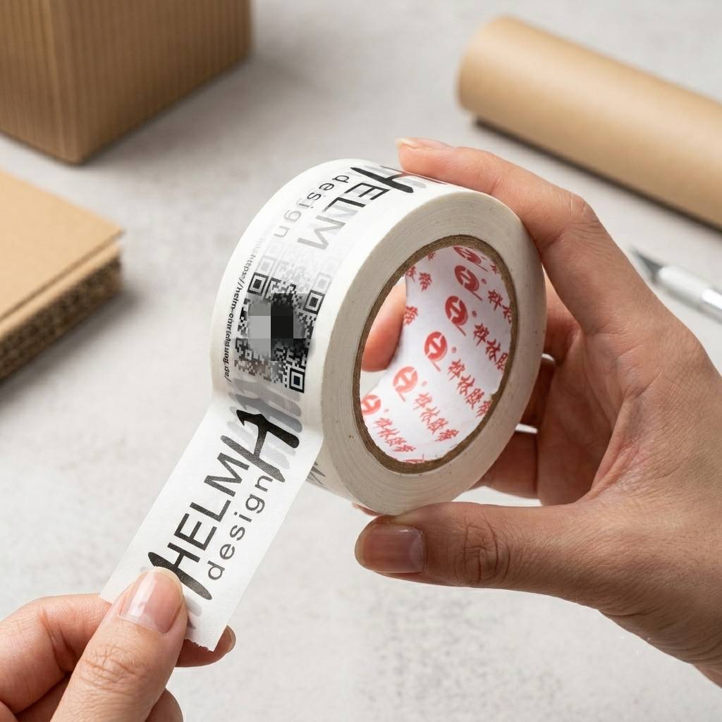 White packaging tape with custom brand logo White packaging tape with custom brand logo