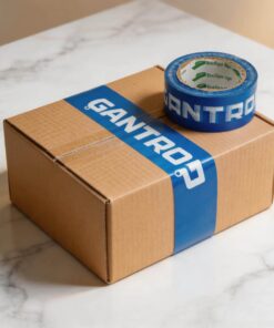 Blue packaging tape with custom brand logo