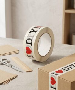 White background red heart logo packing tape supplier