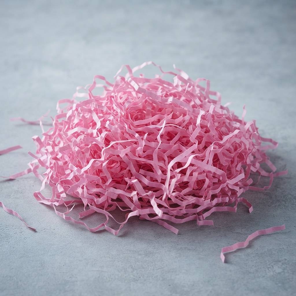 Pink paper shred for cosmetic gift set packaging Pink paper shred for cosmetic gift set packaging