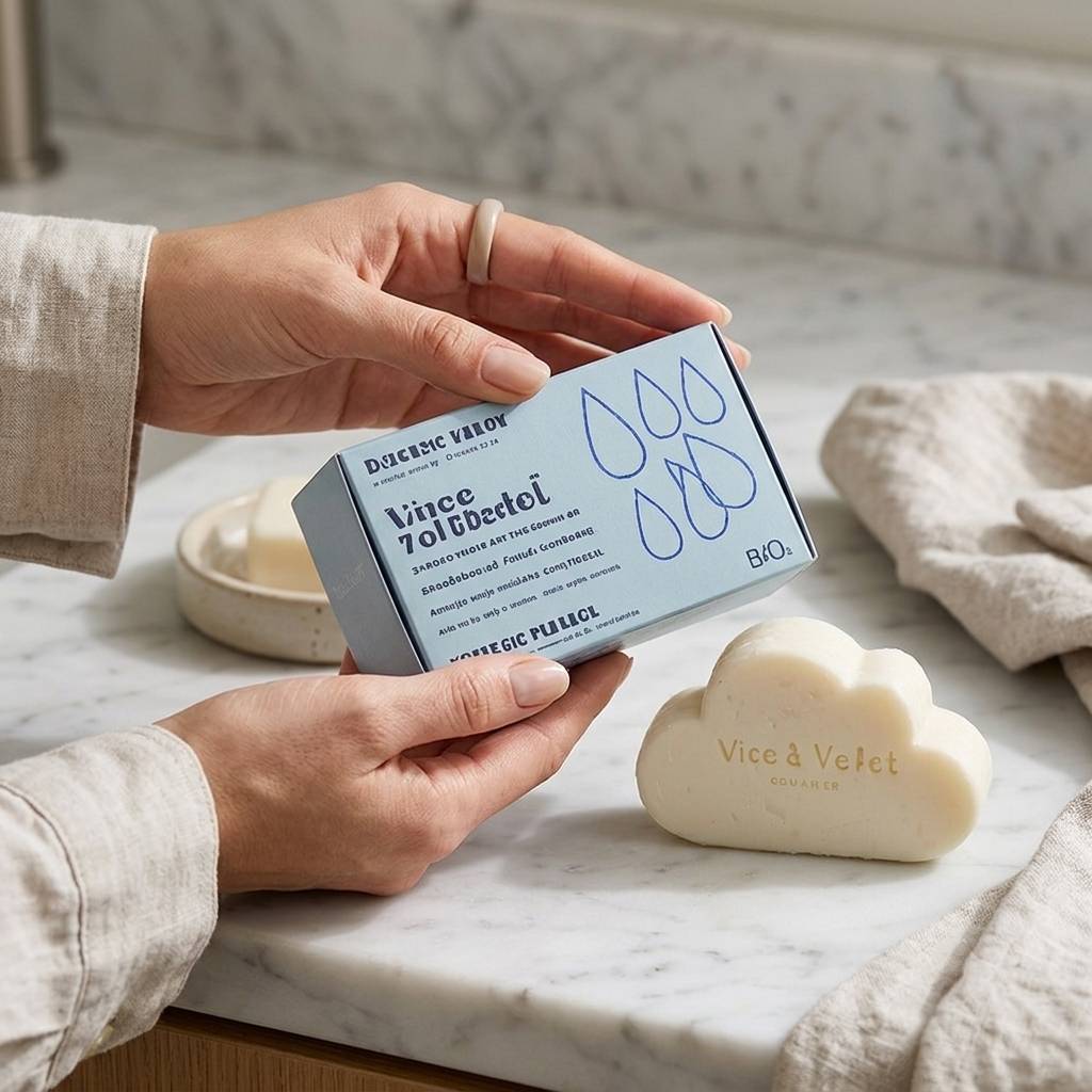 Eco-friendly paper packaging for handmade cloud soaps Eco-friendly paper packaging for handmade cloud soaps