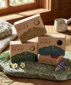Personalized artisan soap box with preview hole
