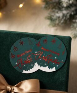 Christmas holiday packaging red foil stamping craft sealing stickers custom