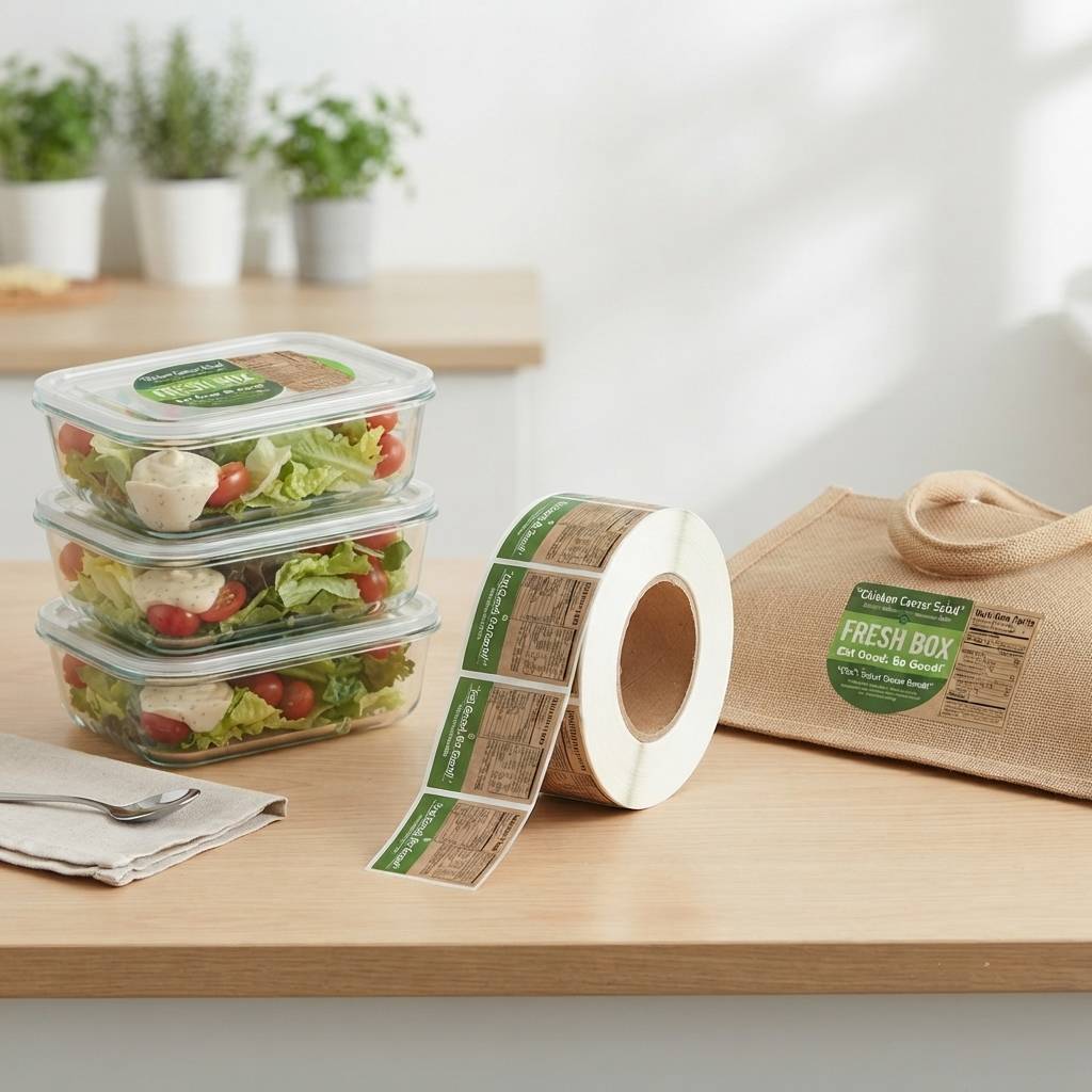 Custom eco-friendly food packaging roll adhesive stickers Custom eco-friendly food packaging roll adhesive stickers