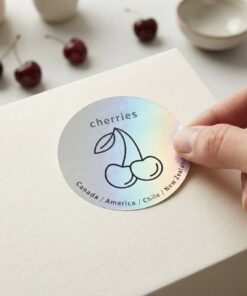 Custom fruit packaging laser round stickers wholesale