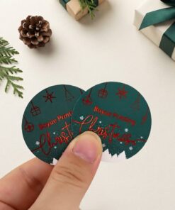 Christmas theme round shape decorative self-adhesive labels custom