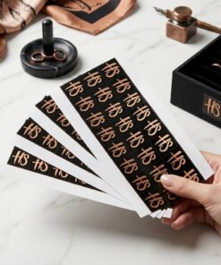 Custom eco-friendly black logo adhesive sticker rolls