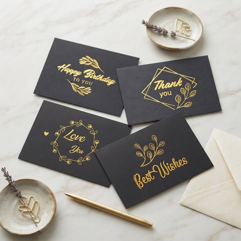 Premium metallic foil stamped folding gift cards Premium metallic foil stamped folding gift cards