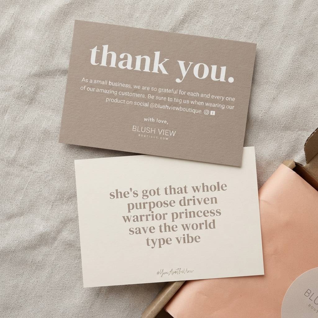 Eco-friendly neutral colored typography Thank You notes Eco-friendly neutral colored typography Thank You notes