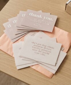 Double-sided printed merchandise unboxing insert cards