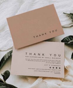 Custom minimalist nude brown Thank You Cards for small business