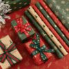 Custom Pattern Eco-Friendly Christmas Wrapping Paper with Gold Elements