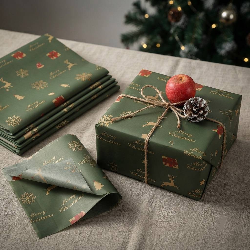 Custom Pattern Luxury Gold Printed Recycled Christmas Wrapping Tissue Paper Custom Pattern Luxury Gold Printed Recycled Christmas Wrapping Tissue Paper