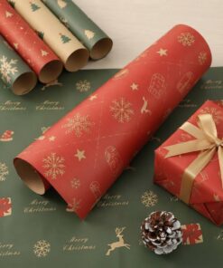 Custom Pattern Recycled Christmas Gift Wrapping Tissue Paper with Gold Print