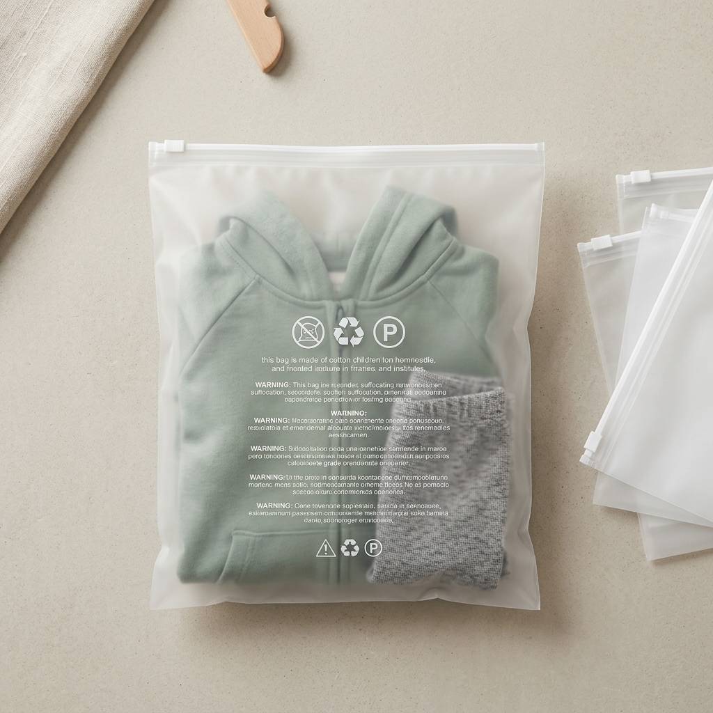Custom PE Frosted Slider Zipper Packaging Bags for Baby Clothing Custom PE Frosted Slider Zipper Packaging Bags for Baby Clothing