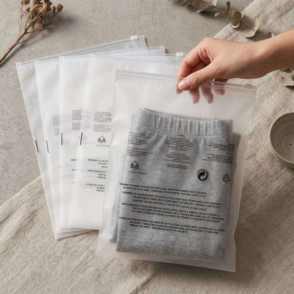 Flat Pocket Zipper Bags with Vent Holes and Warnings Flat Pocket Zipper Bags with Vent Holes and Warnings