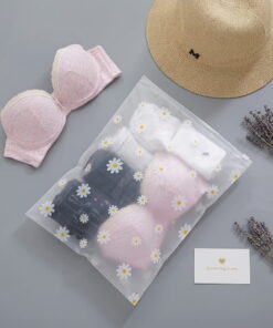 Custom printed daisy flower frosted garment zipper bag