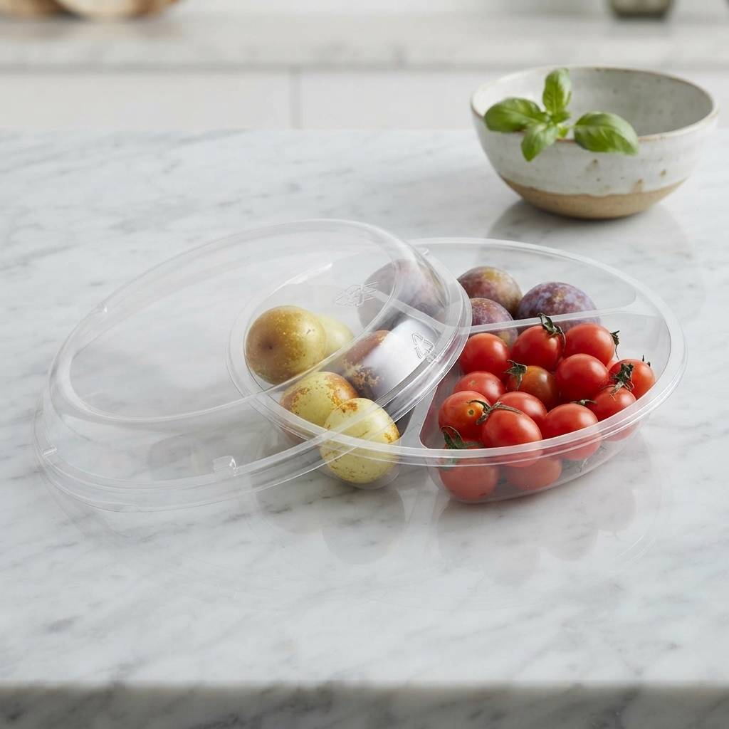 Personalized Clear PET Plastic Compartment Container For Supermarket Fresh Fruit Shelves Personalized Clear PET Plastic Compartment Container For Supermarket Fresh Fruit Shelves