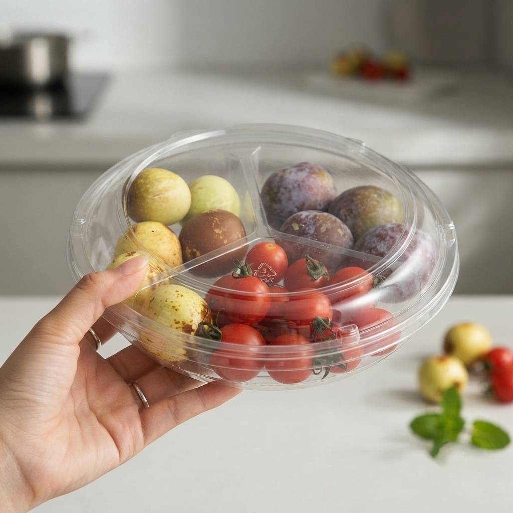Custom Eco Friendly Clear PET Divided Tray For Assorted Fruit Storage Custom Eco Friendly Clear PET Divided Tray For Assorted Fruit Storage