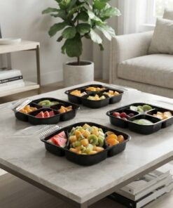 Personalized Food Grade Black PET Packaging For Fresh Fruit Platters
