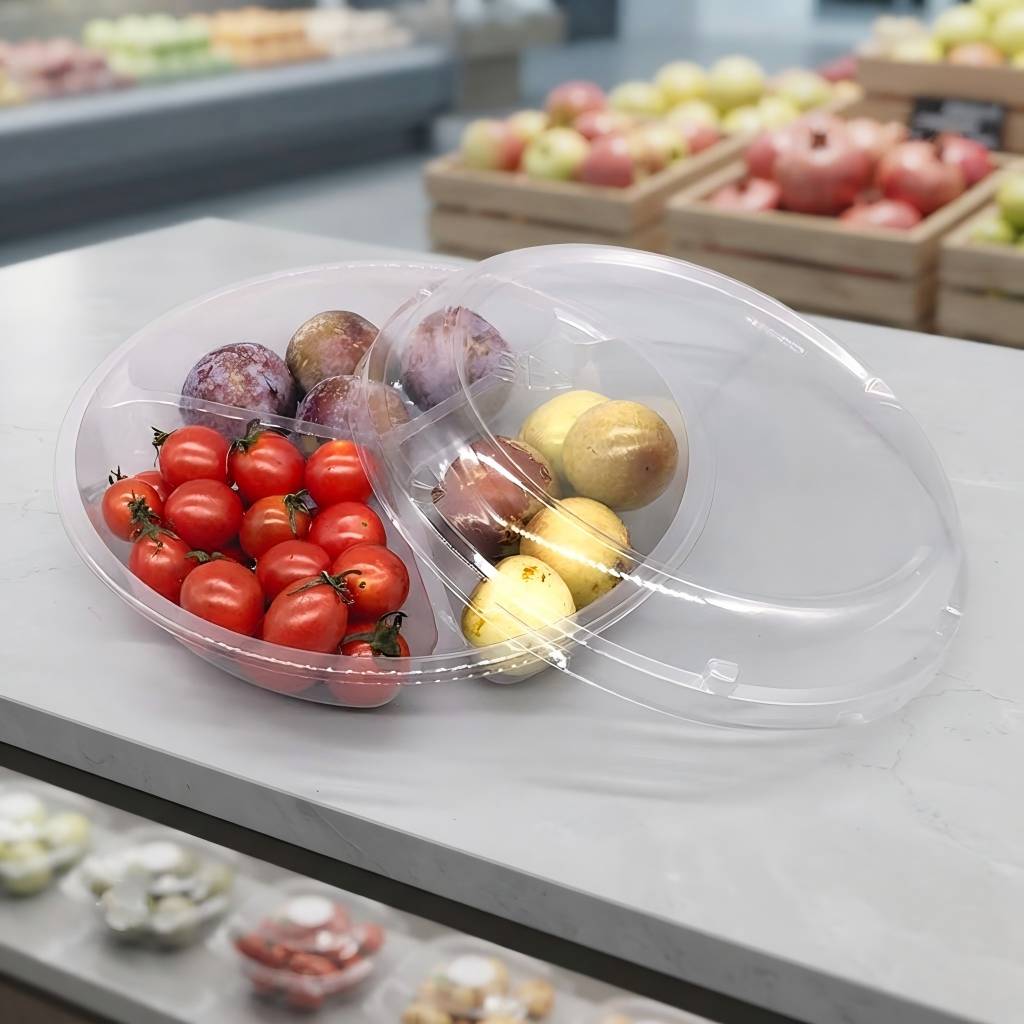 Custom Clear PET Plastic Divided Fruit Tray For Party Platter Display Custom Clear PET Plastic Divided Fruit Tray For Party Platter Display