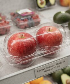 Custom Clear PET Plastic Clamshell Container For Fresh Apple Packaging