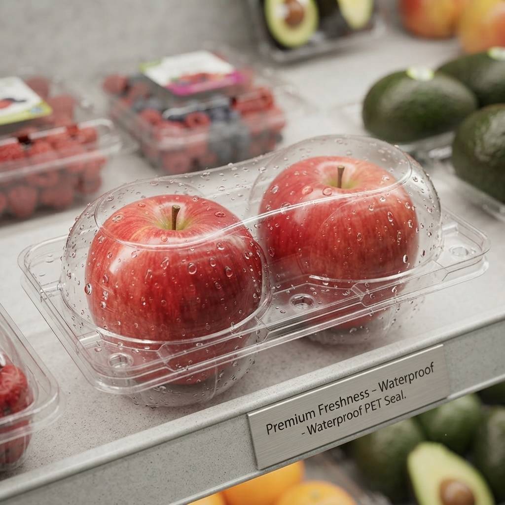 Custom Clear PET Plastic Clamshell Container For Fresh Apple Packaging Custom Clear PET Plastic Clamshell Container For Fresh Apple Packaging
