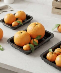 Custom Black PET Plastic Fruit Tray For Fresh Citrus Packaging
