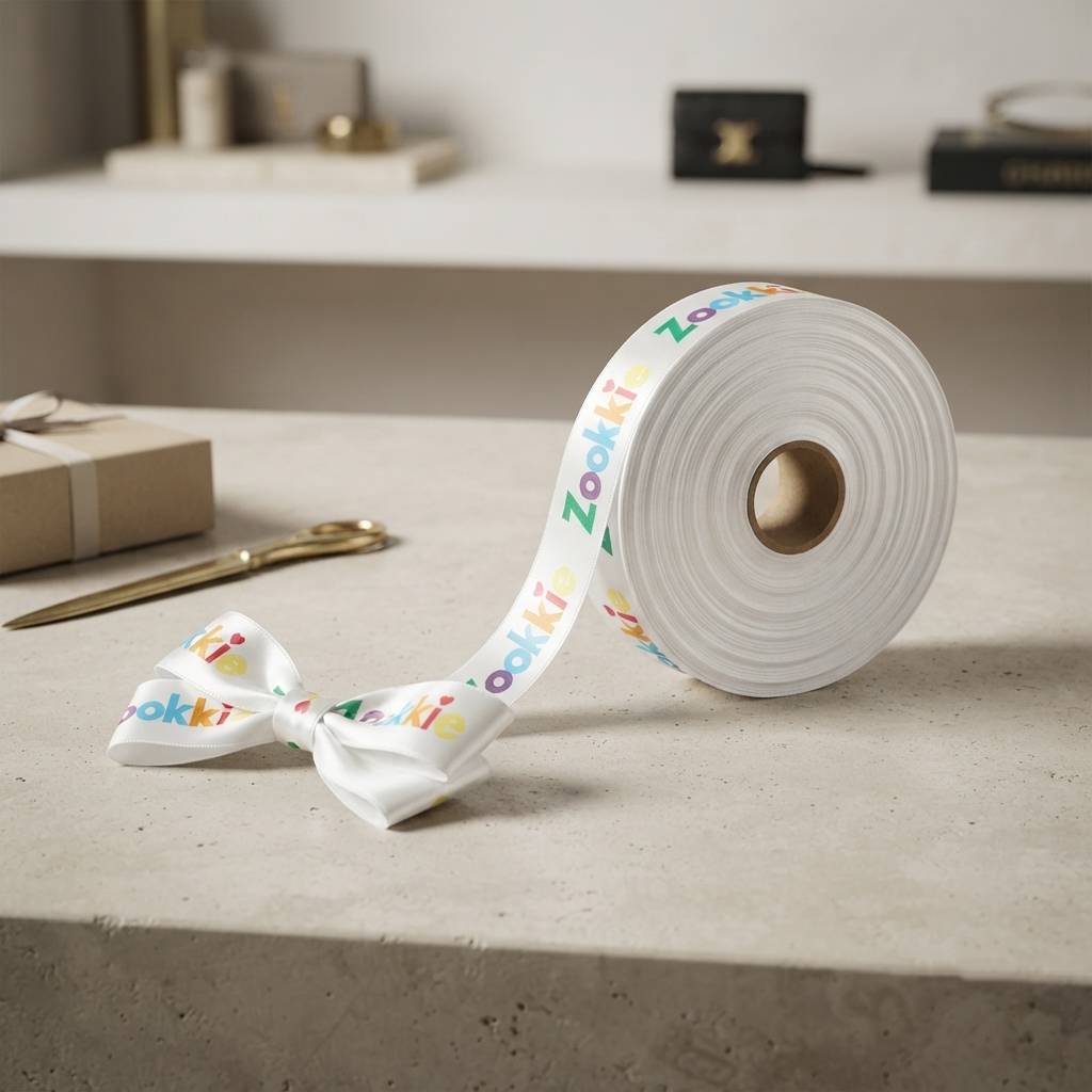 Custom Logo Printed Satin Ribbon Rolls For Boutique Decor Custom Logo Printed Satin Ribbon Rolls For Boutique Decor