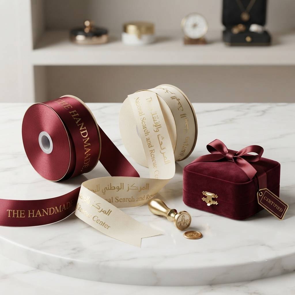 Personalized Double Faced Satin Ribbons For Holiday Packaging Personalized Double Faced Satin Ribbons For Holiday Packaging