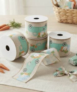 Custom Farmhouse Style Easter Fabric Ribbons For Seasonal Decor