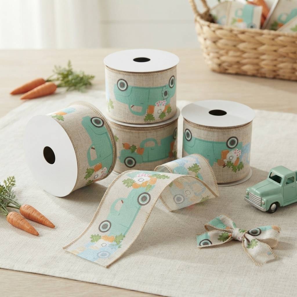 Custom Farmhouse Style Easter Fabric Ribbons For Seasonal Decor Custom Farmhouse Style Easter Fabric Ribbons For Seasonal Decor