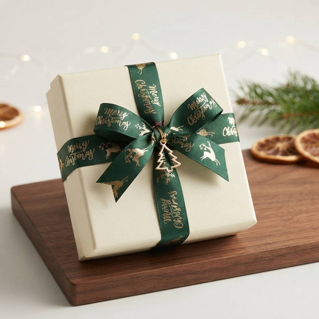 Personalized Christmas Tree And Santa Pattern Fabric Ribbon Rolls Personalized Christmas Tree And Santa Pattern Fabric Ribbon Rolls