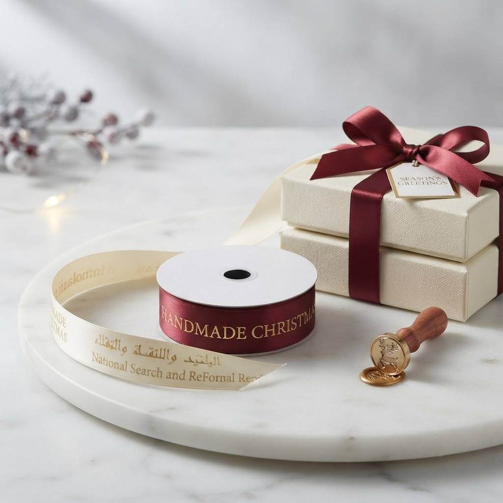 Personalized Wine Red Fabric Ribbons For Wedding Gift Boxes Personalized Wine Red Fabric Ribbons For Wedding Gift Boxes